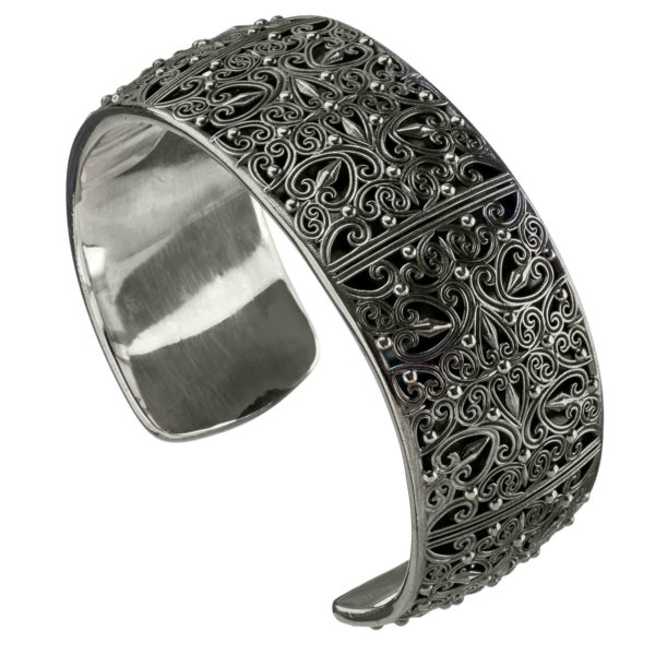 Cuff Bracelet Sterling Silver in Black plated 925 for Women's - Image 2