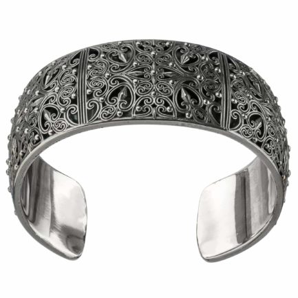 Cuff Bracelet Sterling Silver in Black plated 925 for Women's