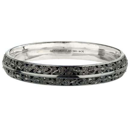 Bangle Bracelet Solid Sterling Silver in Black plated 925 for Women’s