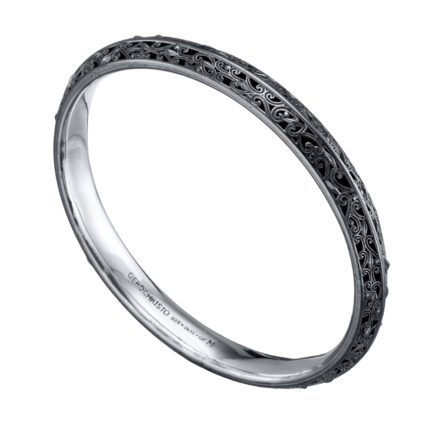 Bangle Bracelet Solid Sterling Silver in Black plated 925 for Women’s