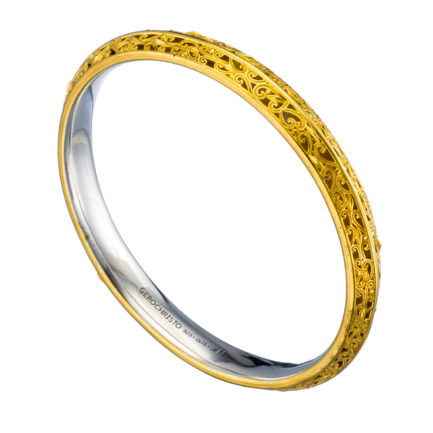 Bangle Bracelet Solid Gold-plated Silver 925 for Women's