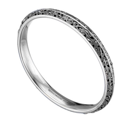Bangle Bracelet Solid Sterling Silver in oxidized 925 for Women’s