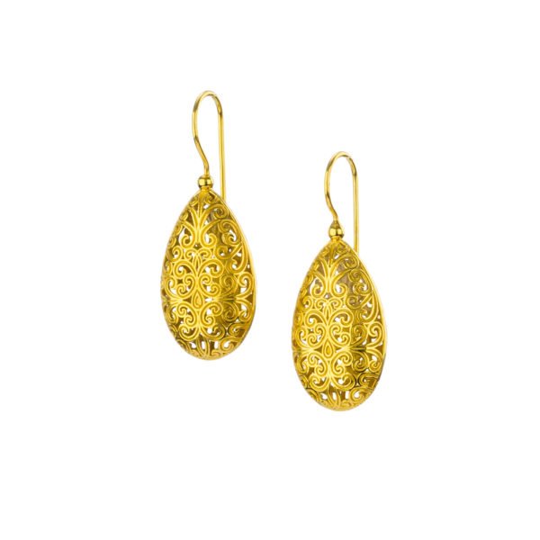 Teardrop Filigree Earrings in Gold plated silver 925