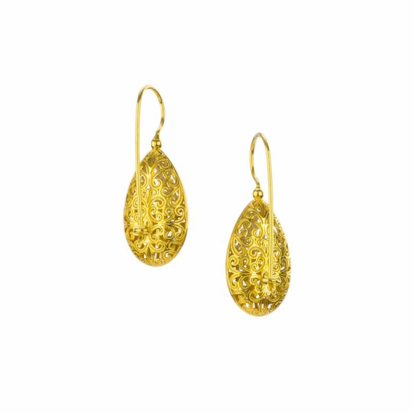 Teardrop Filigree Earrings in Gold plated silver 925 - Image 2