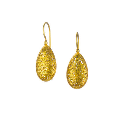 Teardrop Filigree Earrings in Gold plated silver 925