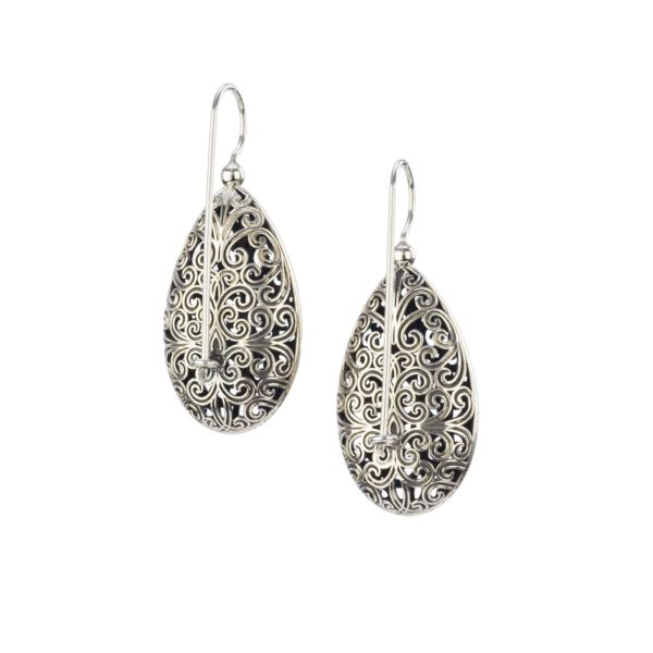 Teardrop Filigree Earrings in oxidized silver 925 - Image 2