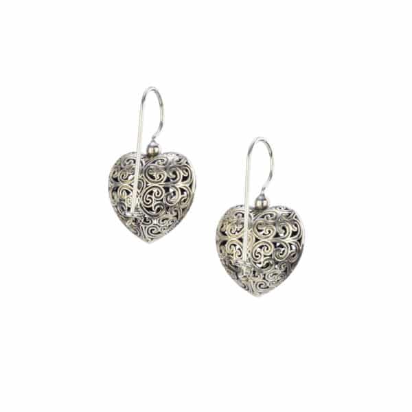 Heart Earrings in oxidized silver 925 - Image 2