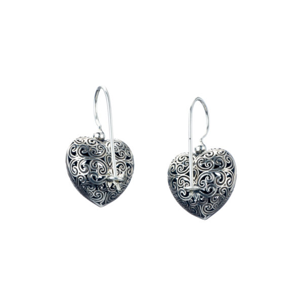 Heart Earrings in oxidized silver 925 - Image 2