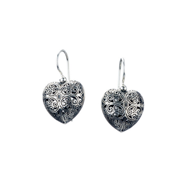 Heart Earrings in oxidized silver 925