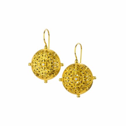 Round Earrings Filigree in Gold plated silver 925