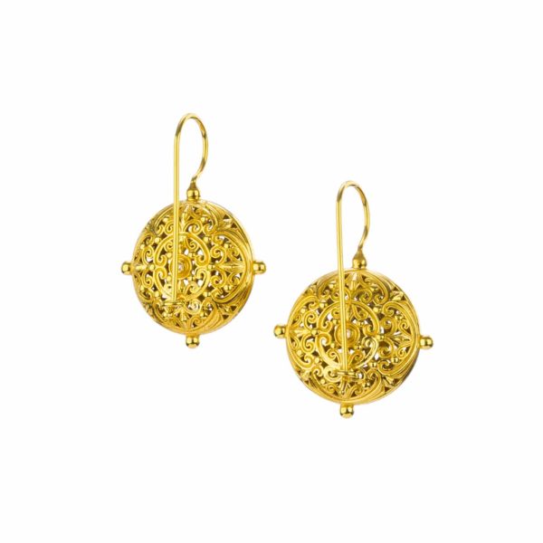 Round Earrings Filigree in Gold plated silver 925 - Image 2