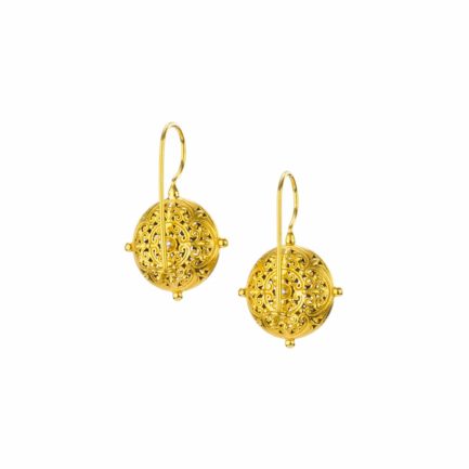 Round Earrings Filigree in Gold plated silver 925