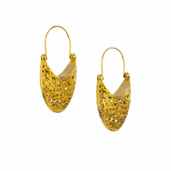 Medium Basket Shaped Drop Earrings New Era Filigree in Gold plated silver - Image 2