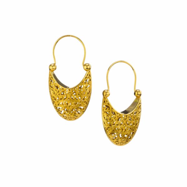 Small Basket Shaped Drop Earrings New Era Filigree in Gold plated silver