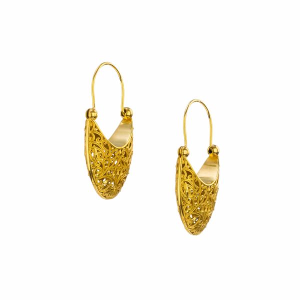 Small Basket Shaped Drop Earrings New Era Filigree in Gold plated silver - Image 2