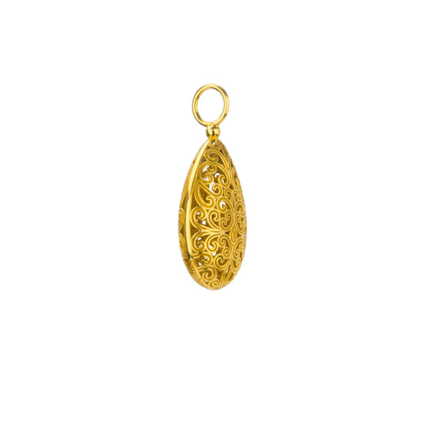 Teardrop Filigree Pendant Necklace in Gold plated silver 925 - Image 2