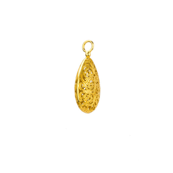 Teardrop Filigree Pendant Necklace in Gold plated silver 925 - Image 2