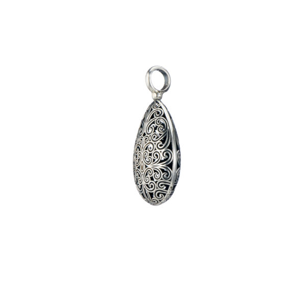 Teardrop Filigree Pendant Necklace in oxidized silver 925 - Image 2