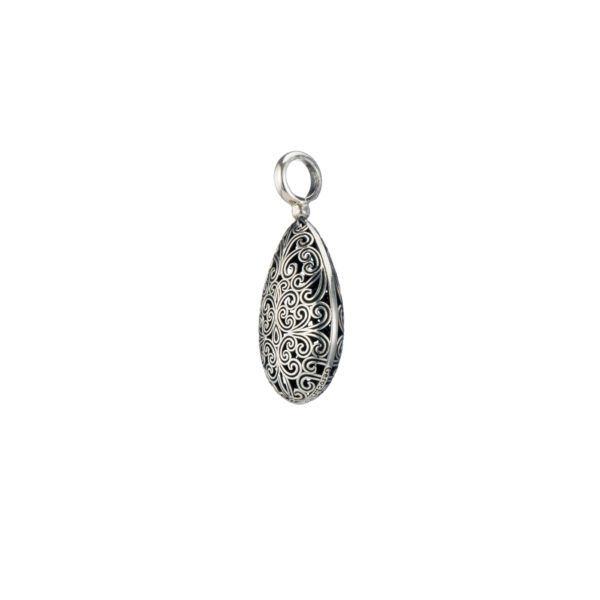 Teardrop Filigree Pendant Necklace in oxidized silver 925 - Image 2