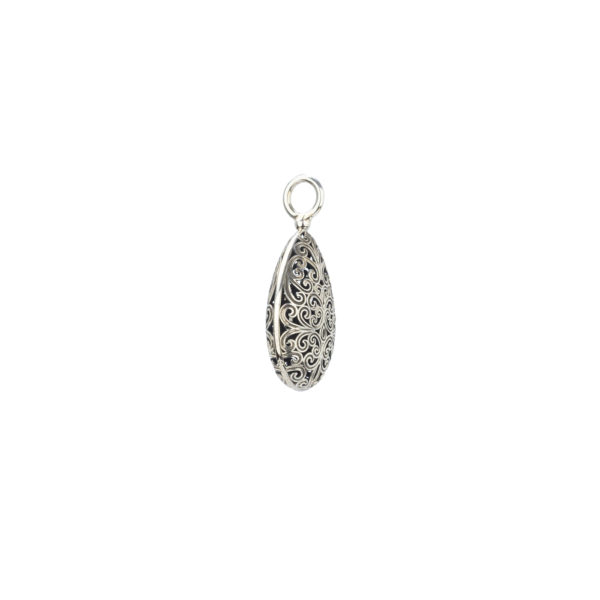 Teardrop Filigree Pendant Necklace in oxidized silver 925 - Image 2