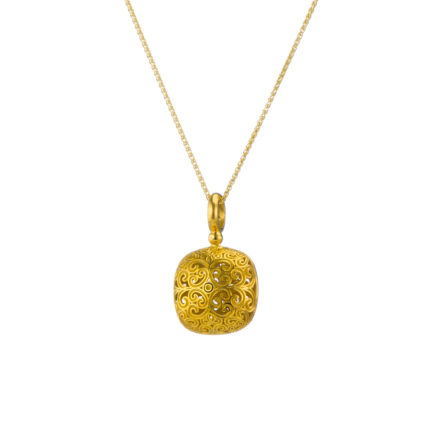 Cushion Pendant in Gold plated silver 925