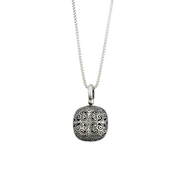 Cushion Pendant in oxidized silver 925