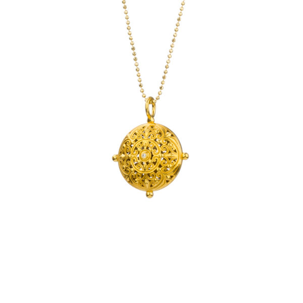 Round Pendant Filigree in Gold plated silver 925 - Image 3