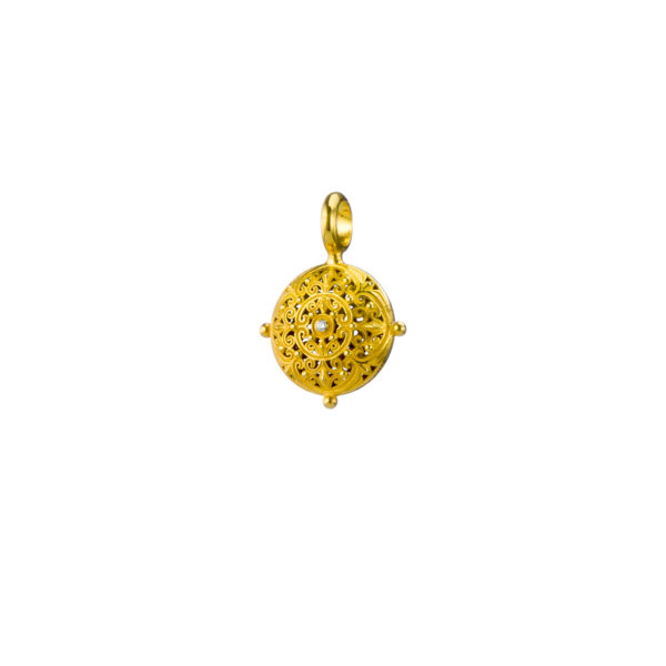 Round Pendant Filigree in Gold plated silver 925 - Image 2