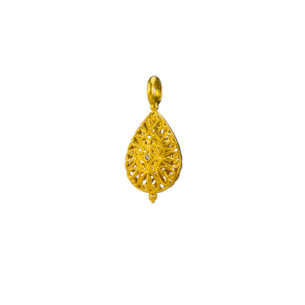 Teardrop Pendant Filigree in Gold plated silver 925 - Image 2