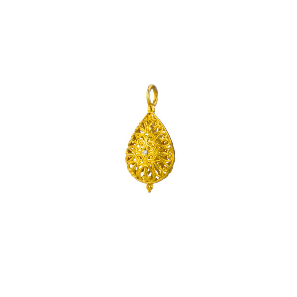 Teardrop Pendant Filigree in Gold plated silver 925