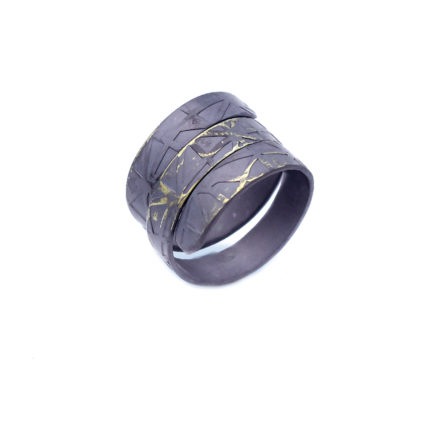 Anodized Titanium Triple Entangled Textured Round Ring