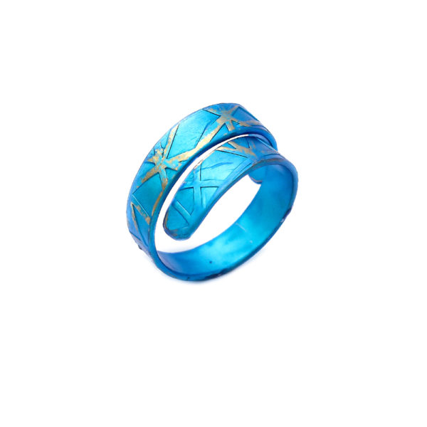 Anodized Titanium Double Entangled Textured Round Ring