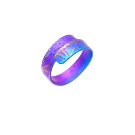 Anodized Titanium Double Entangled Textured Round Ring