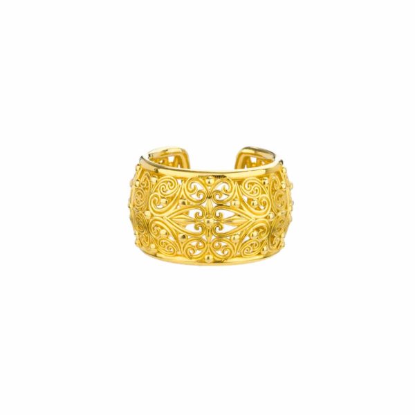 Filigree New Era Cuff Ring in Gold plated silver 925 - Image 3