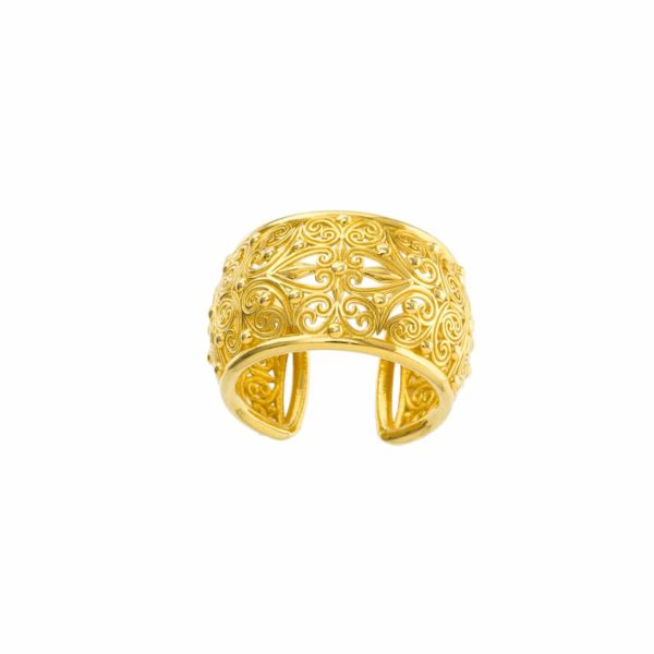 Filigree New Era Cuff Ring in Gold plated silver 925 - Image 2