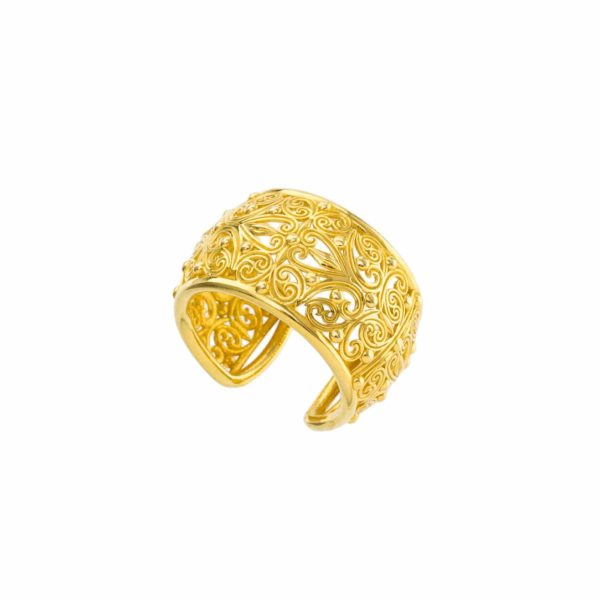 Filigree New Era Cuff Ring in Gold plated silver 925