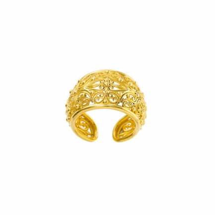 Filigree New Era Cuff Ring in Gold plated silver 925