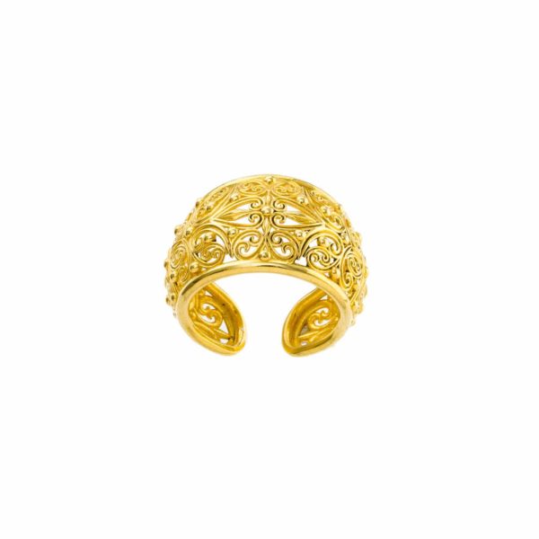 Filigree New Era Cuff Ring in Gold plated silver 925 - Image 2