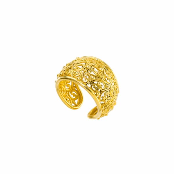 Filigree New Era Cuff Ring in Gold plated silver 925