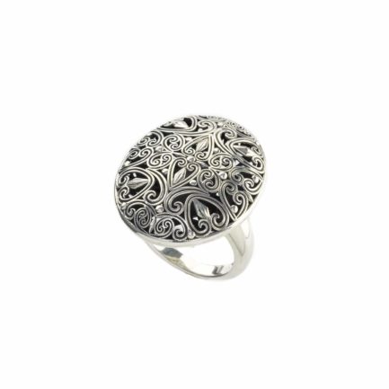 Oval Filigree Ring in oxidized silver 925