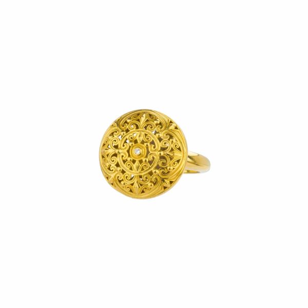 Round Ring Filigree in Gold plated silver 925 - Image 2