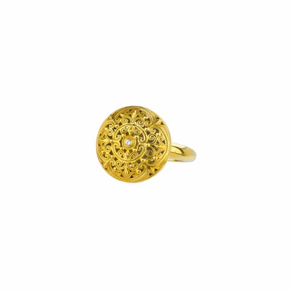 Round Ring Filigree in Gold plated silver 925 - Image 2