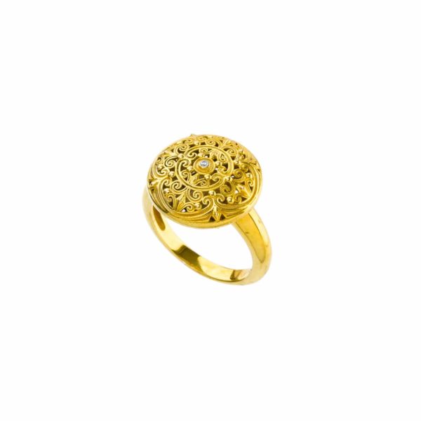Round Ring Filigree in Gold plated silver 925