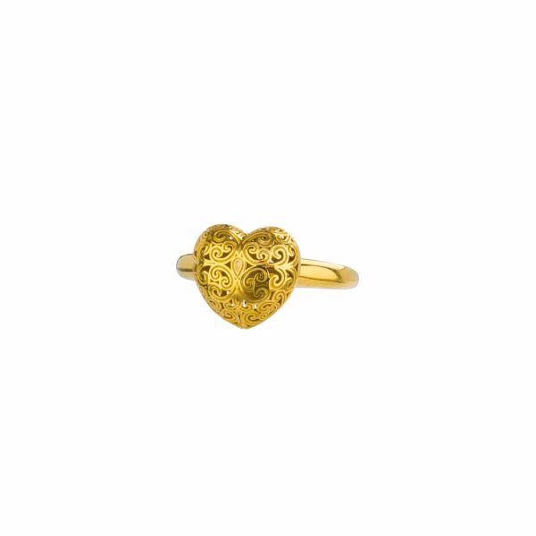 Tiny Heart Ring in Gold plated Sterling silver 925 - Image 3