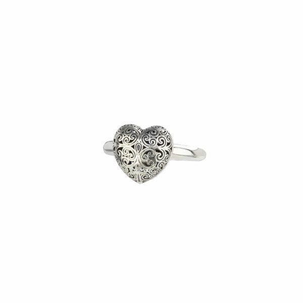 Tiny Heart Ring in oxidized Sterling silver 925 - Image 2