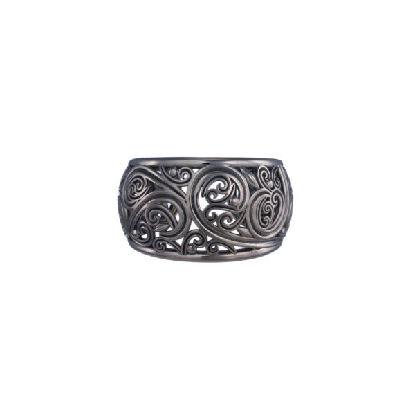 Filigree New Era Cuff Ring in Black plated silver 925 - Image 2