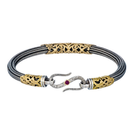 Elegant Bracelet for Men Braided Handmade Chain 925 Silver and 18k Gold