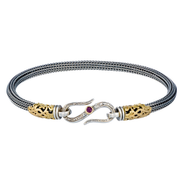 Elegant Bracelet for Men Braided Handmade Chain 925 Silver and 18k Gold 3.5mm