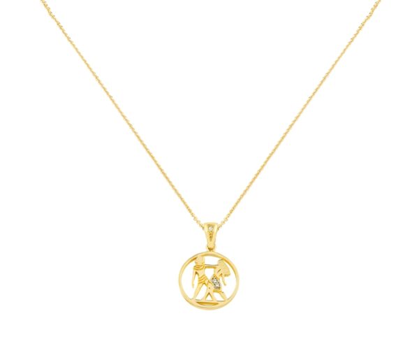 Gemini Zodiac Gold sign Necklace Charms k14