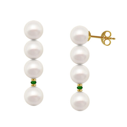 Emerald Drop Earrings Four Freshwater Pearls White 6.5-7mm